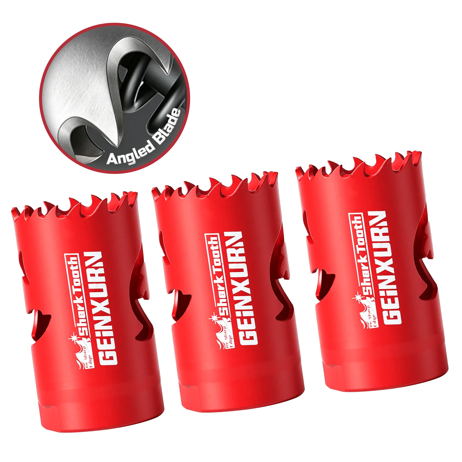 

Geinxurn 1-1/8" & 1-1/4" & 1-3/8" & 1-1/2" & 1-3/4" & 2" & Shark Tooth Hole Saw Set, Multi-Material Cutting, Wood & Metal Use
