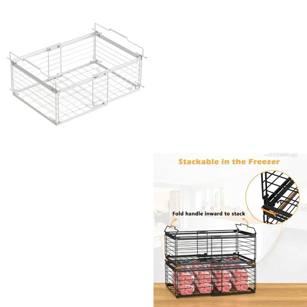 

27RB Space Saving Adjustable Freezer Container Stackable Basket for Vertical Storage