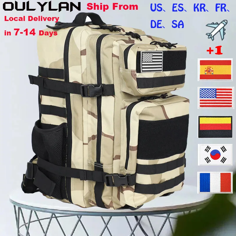 

Oulylan 25L 45L Military Tactical Backpack Outdoor Training Bag Hiking Camping Travel Rucksack Army 3D Trekking Molle Knapsack