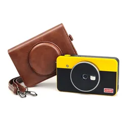 New C210R Camera Case for Kodak Mini Shot 2 Retro Instant Camera & Photo Printer Accessories,with Shoulder Strap Leather Bag