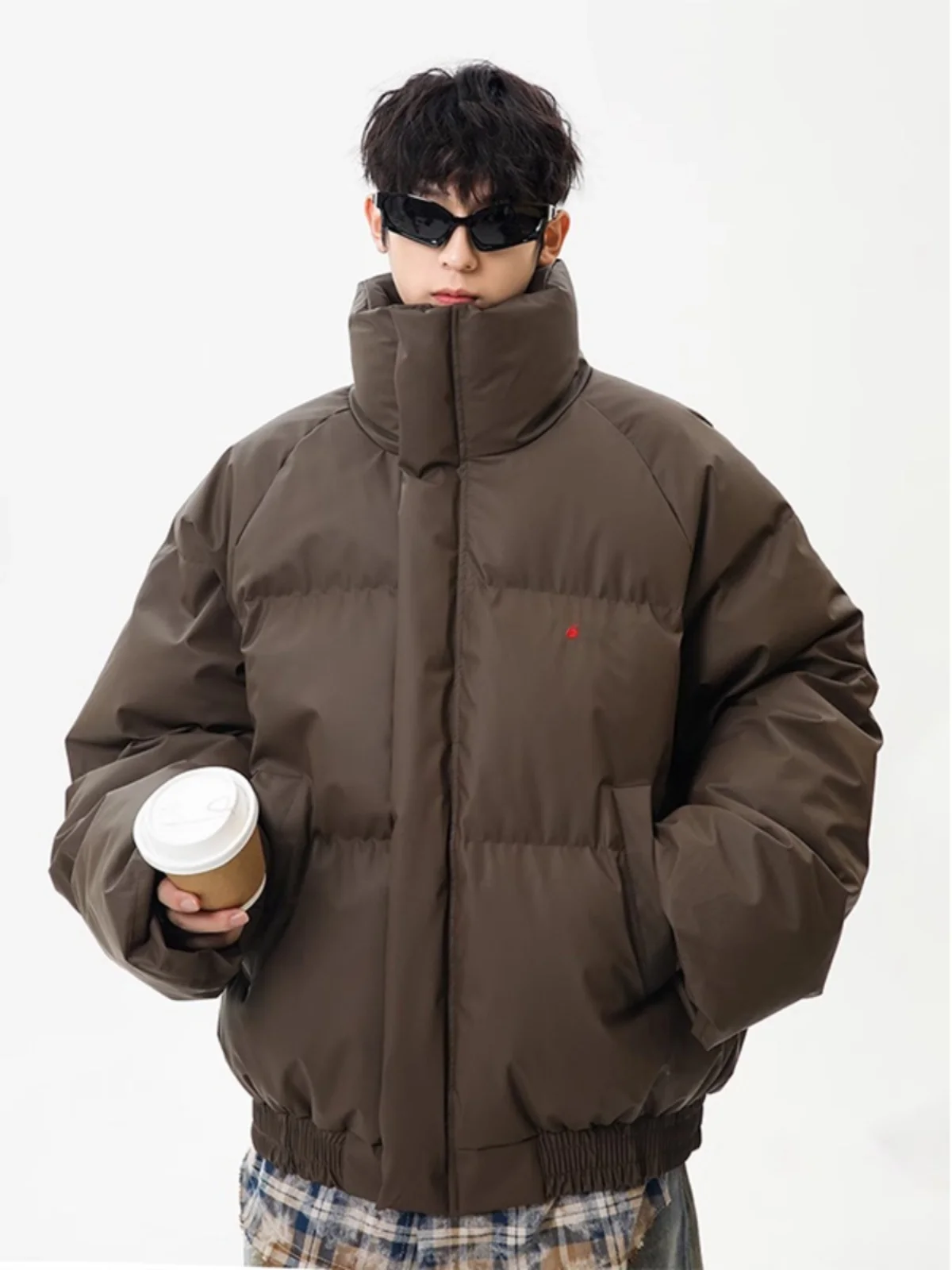 Thickened Short Biker Style Men's Cotton Jacket Motorcycle Warm Winter Coat Stand Collar Northeast Special Thick Cotton Padde...