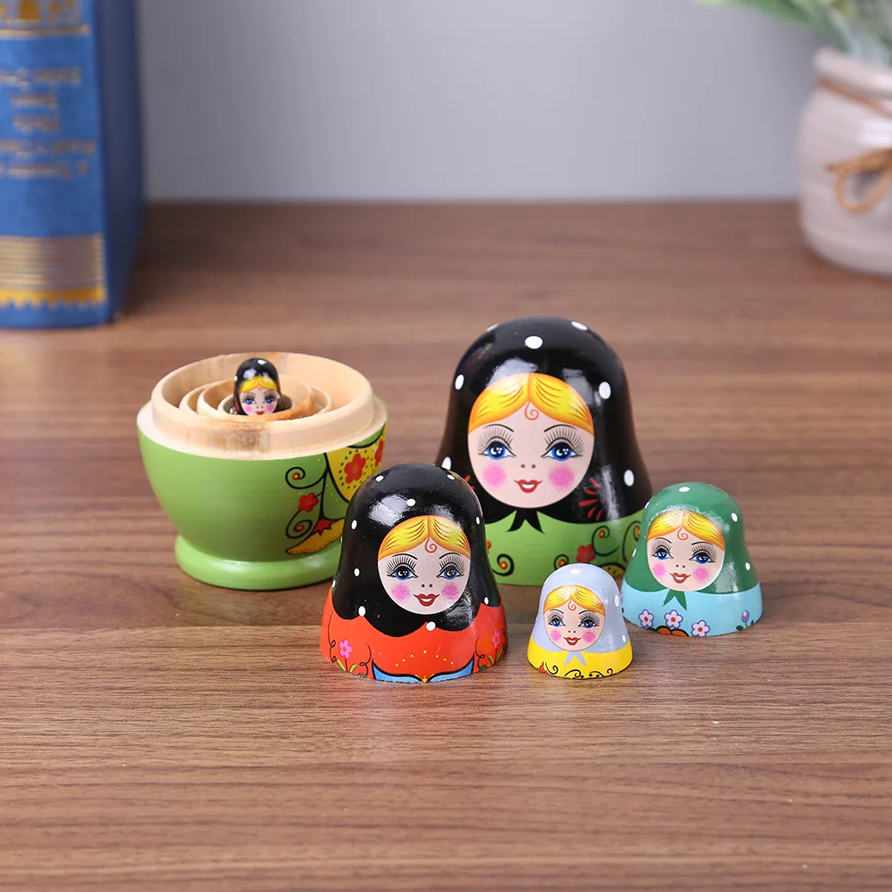 

Handmade Nesting Dolls Wooden Cartoon Girls Russian Matryoshka Doll Colorful Painting Ornament Baby Toy Home Decoration Gifts