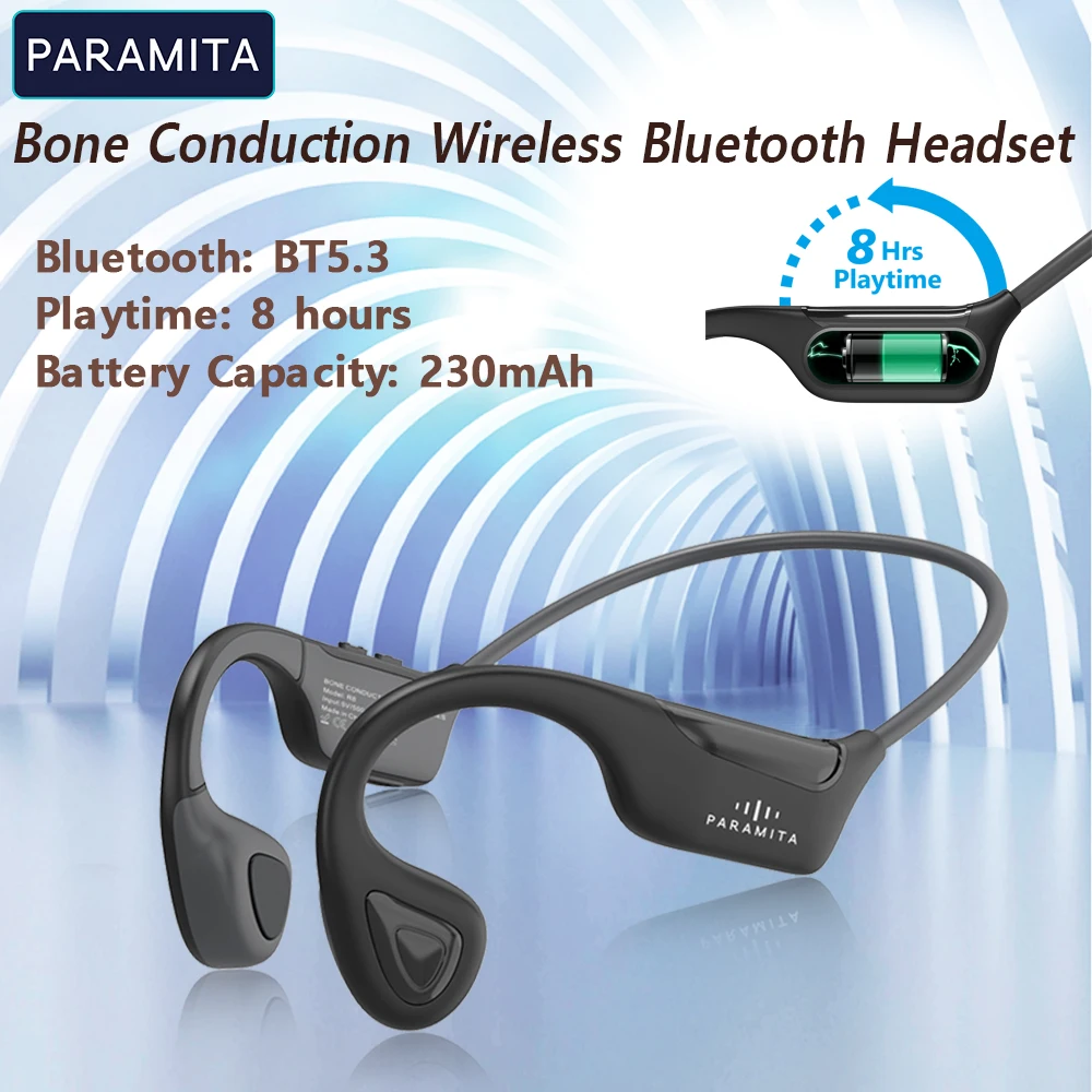 PARAMITA-Écouteurs Sans Fil Bluetooth BT5.3 à Conduction Sophia, Casque de dehors Étanche avec Micro pour Entraînements, Course à Pied et Conduite