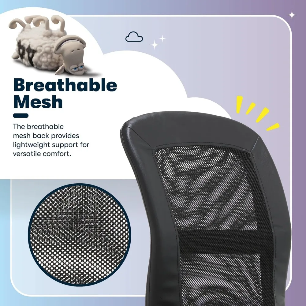 كرسي مكتب مدمج بظهر شبكي مع جلد صناعي وعجلات قابلة للتعديل
