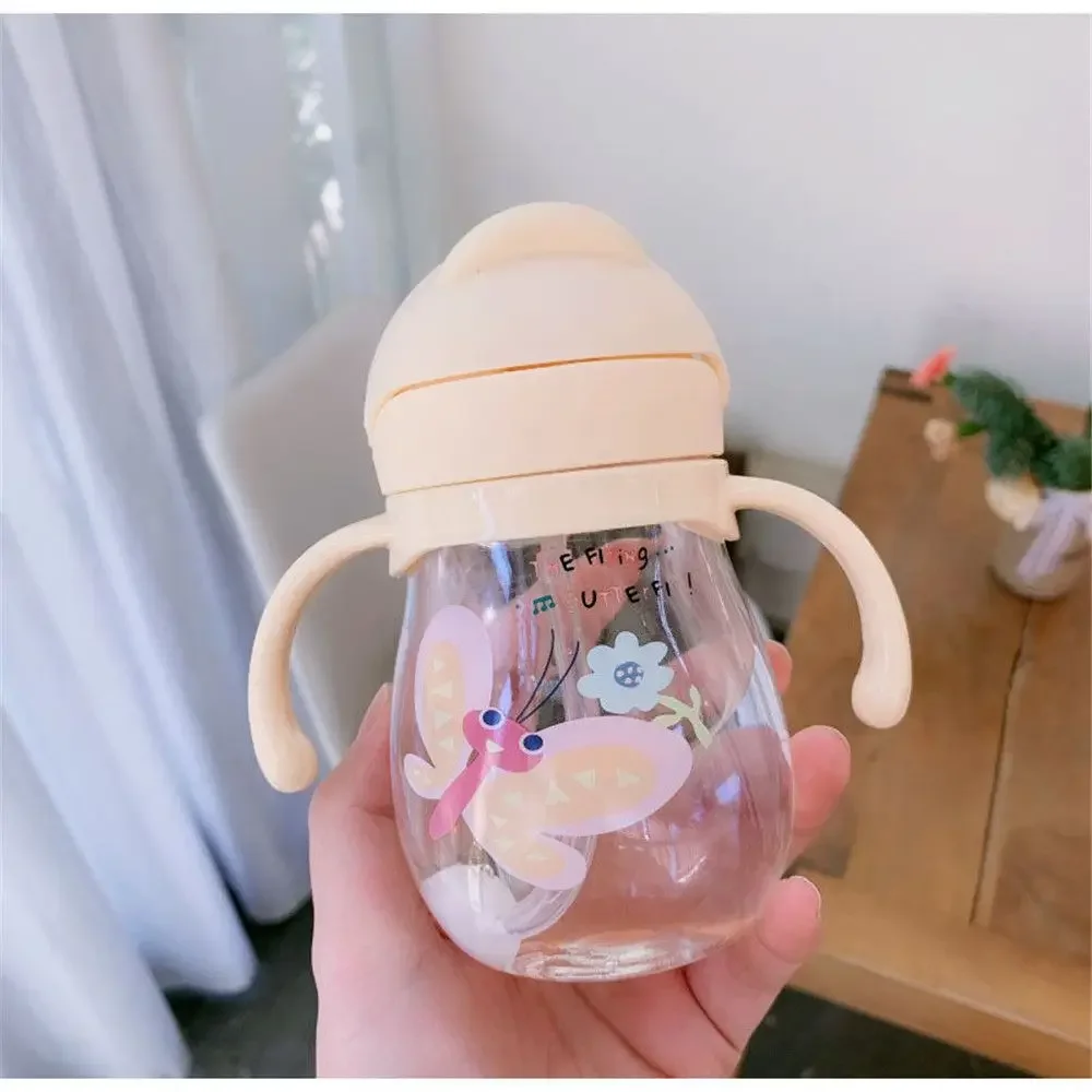 350 ML Cute Cartoon Children Water Bottle Portable Children Drinking Bottles Handle Straw Drinkware Water Cup