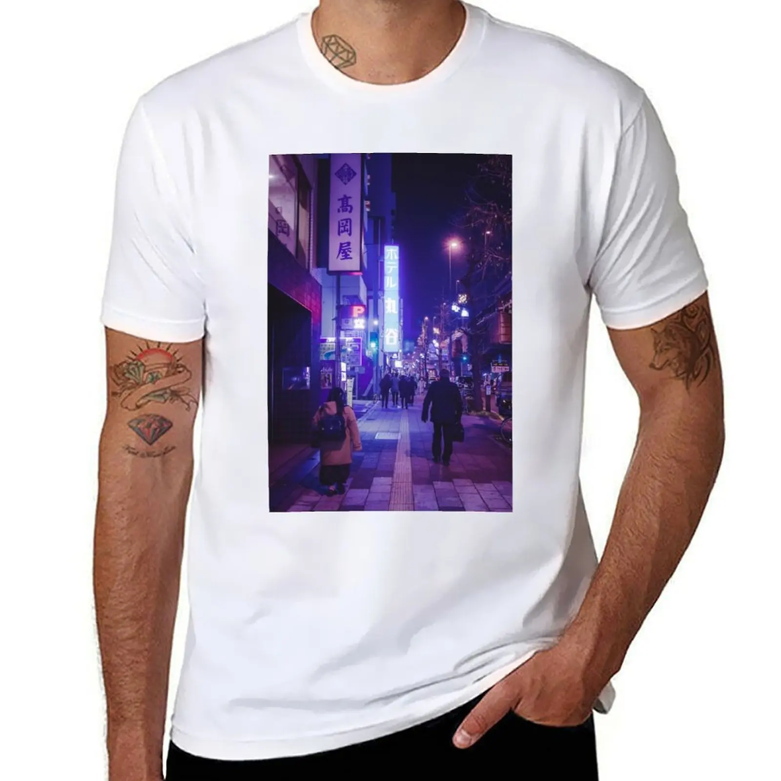 

Retro Future- Japan Night Photo T-Shirt t shirt custom print t shirts for man pack cotton T-Shirt