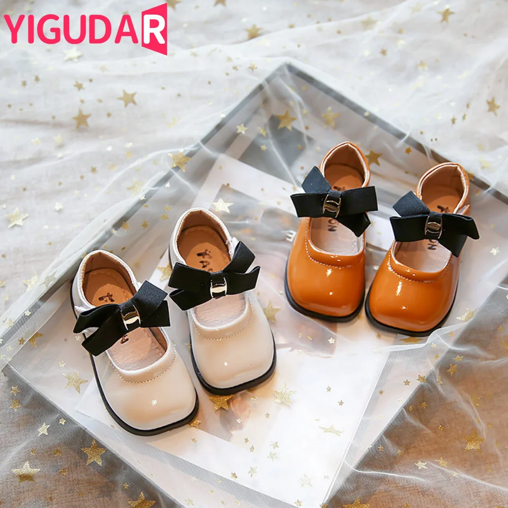 Little Girl's Soft Leather Plain Design Autumn Children Princess Shoes Round Toe Daily Toddler Kids Flats zapatos informales