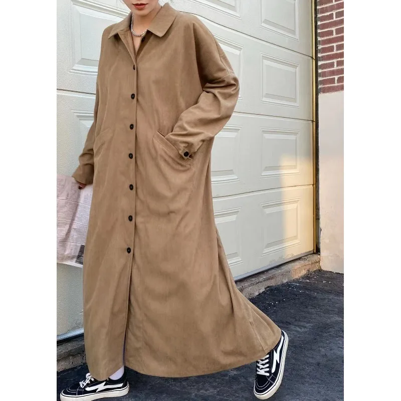 

Large Size Corduroy Long Sve irt Dr Women's Autumn Winter Loose Long Sle Korean Casual Windbreaker Coat