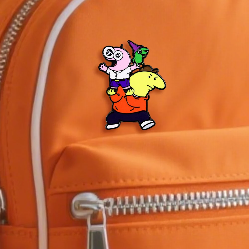 Lächelnde Freunde Cartoon-Charakter-Brosche, klassische amerikanische Comedy-Animation, Emaille-Anstecker, kreative Anime-Peripherie-Abzeichen-Dekoration – Detail 6