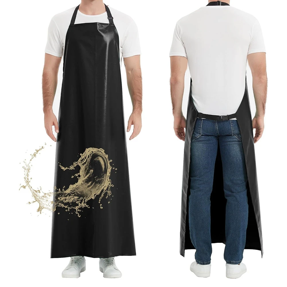 RANA PVC Apron, Extra Long Adjustable Apron, Chemical Waterproof Work Aprons for Garden Kitchen Factory 110x80cm