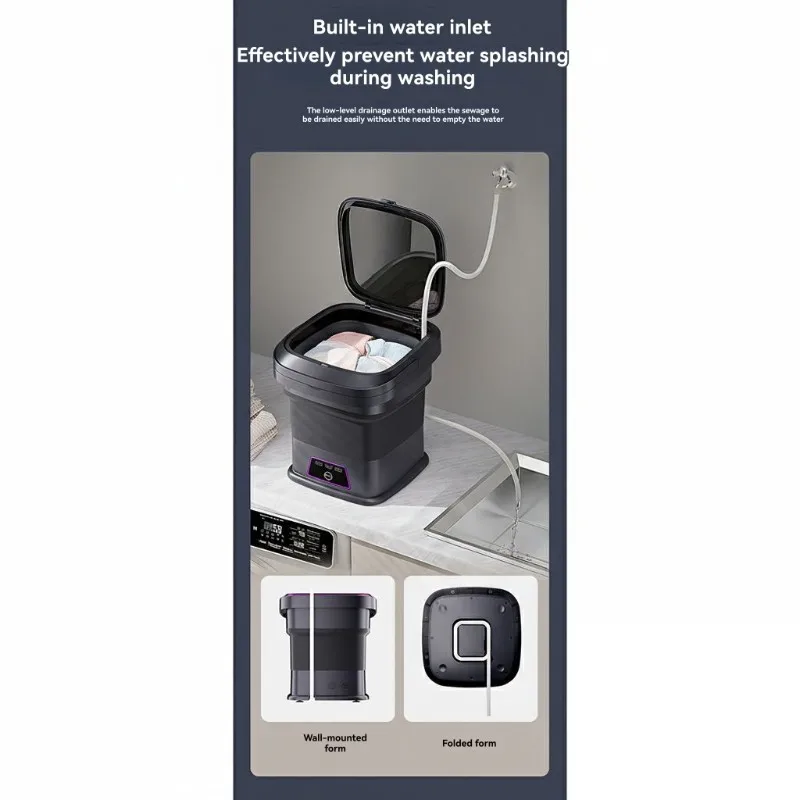 

EU Plug Compatible 13L Folding Washing Machine-Mini Automatic Washer For Baby Clothes, Underwear