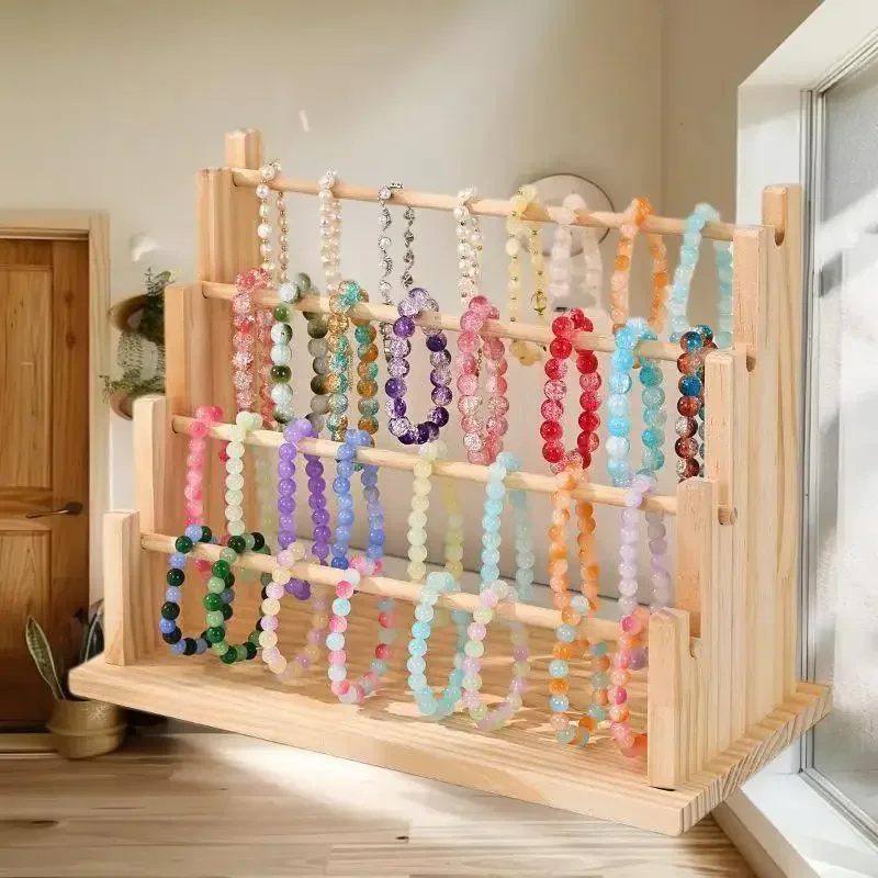 

Wooden Headband Storage Rack Display Stand 2 Layer Home Use Hair Accessories Jewelry Headwear Exhibition Rack Jewelry Storage