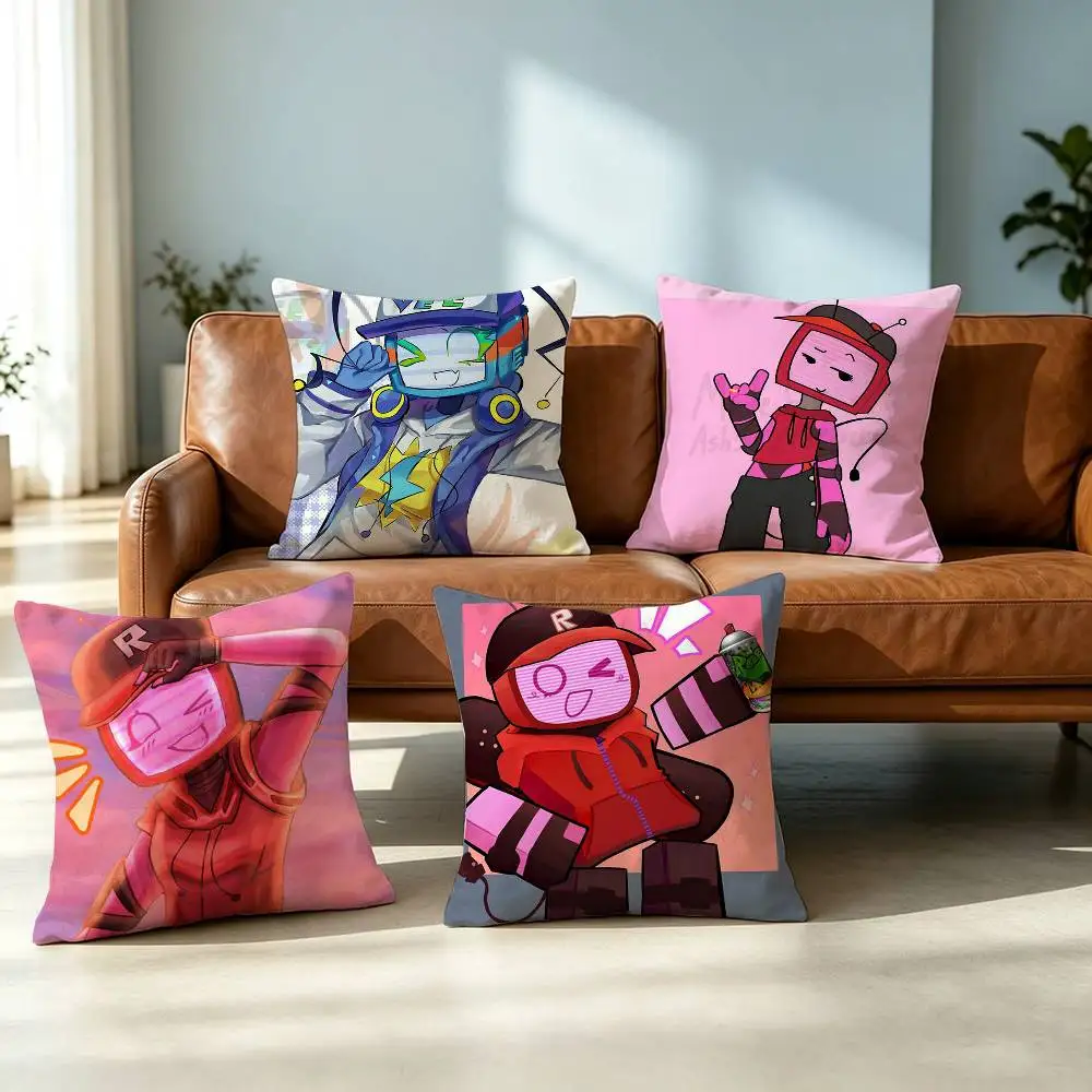 Veeronica TV Head-D Pillow Case Square Double-Sided Sofa Cushion Cover Bedroom Bedside Pillow Gift
