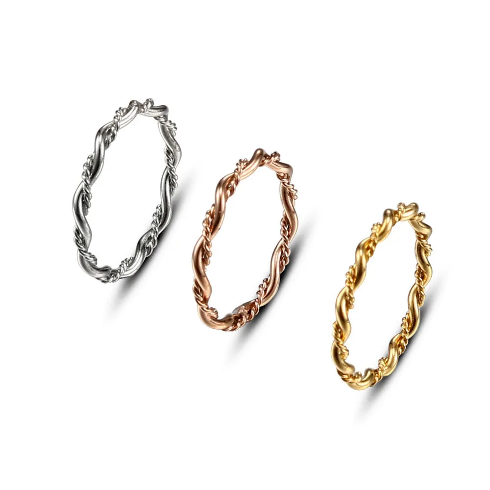 Anztilam Rope Chain Ring 316L Stainless Steel Rings For Man Women Fashion No Fade Hip Hop Jewelry Free Shipping