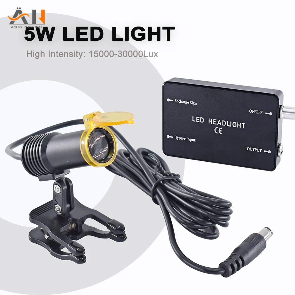 5W LED Dental Loupe Headlamp Medical Sugical Lupas Rechargeable Head Light with Lithium Battery for Dentist Binoculars Magnifier