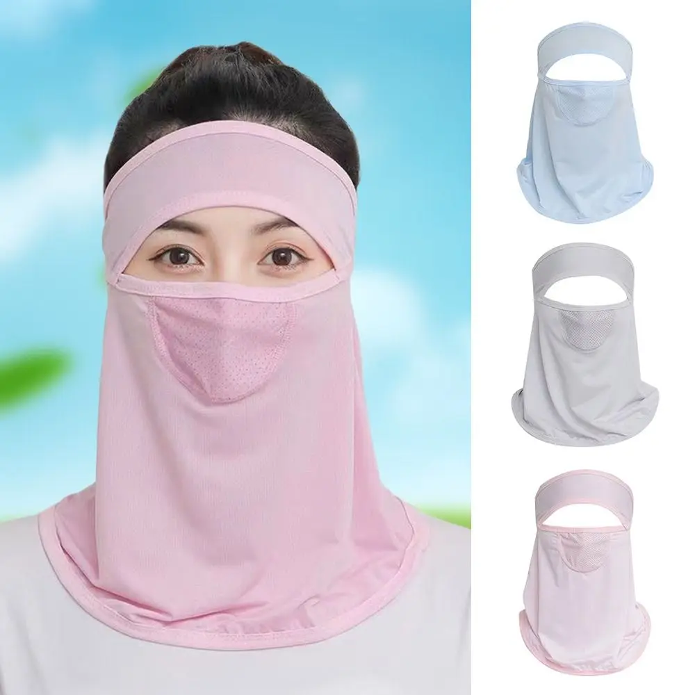 

Adjustable Ice Silk Cycling Face Mask Uv Sun Protection Breathable Ice Silk Face Mask Thin Face Cover Men Women