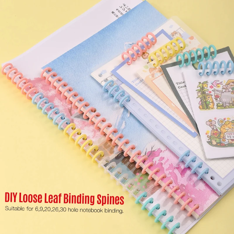 KW-trio 10pcs Plastic 30-Hole Loose Leaf Binders Ring Binding Spines Combs 85 Sheets Capacity for DIY Paper Notebook Album
