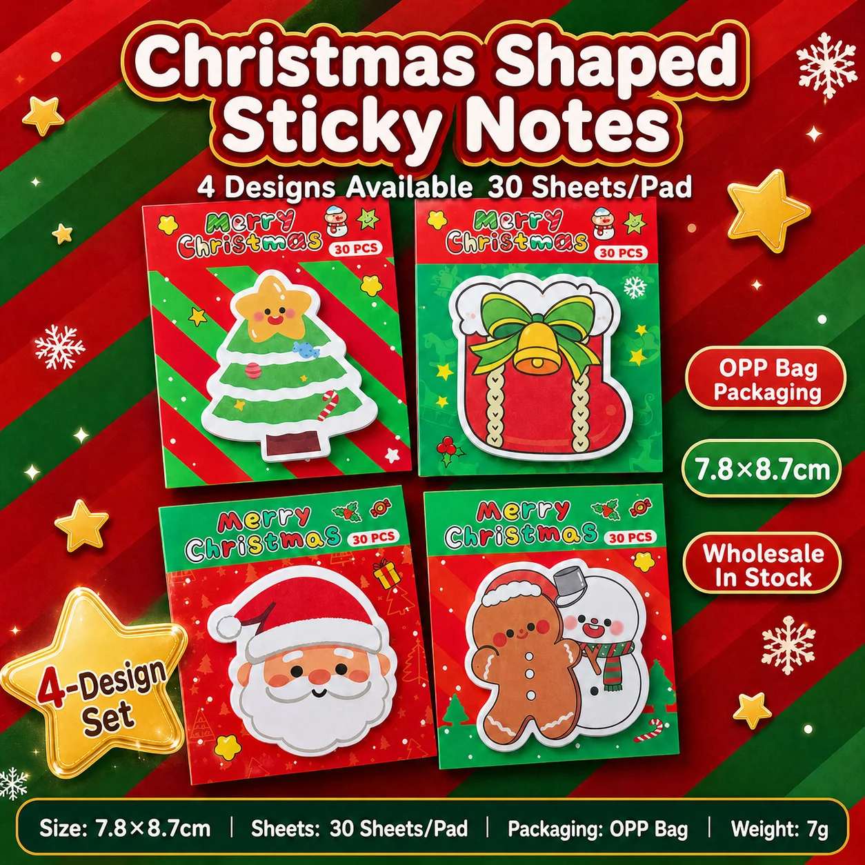 Christmas Memo Pad Cute Die-cut Memo Pads Shaped Memo Pad Adhesive Christmas Sticky Notes For Classmates Desk Message Reminder