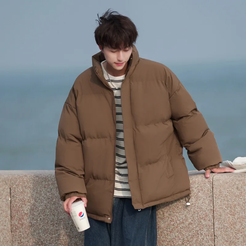Winter 2026 New Fashion Male Clothes Coats Men's Solid Color Casual Trendy Simple Basic Stand Collar Loose Down Quilted Jackets