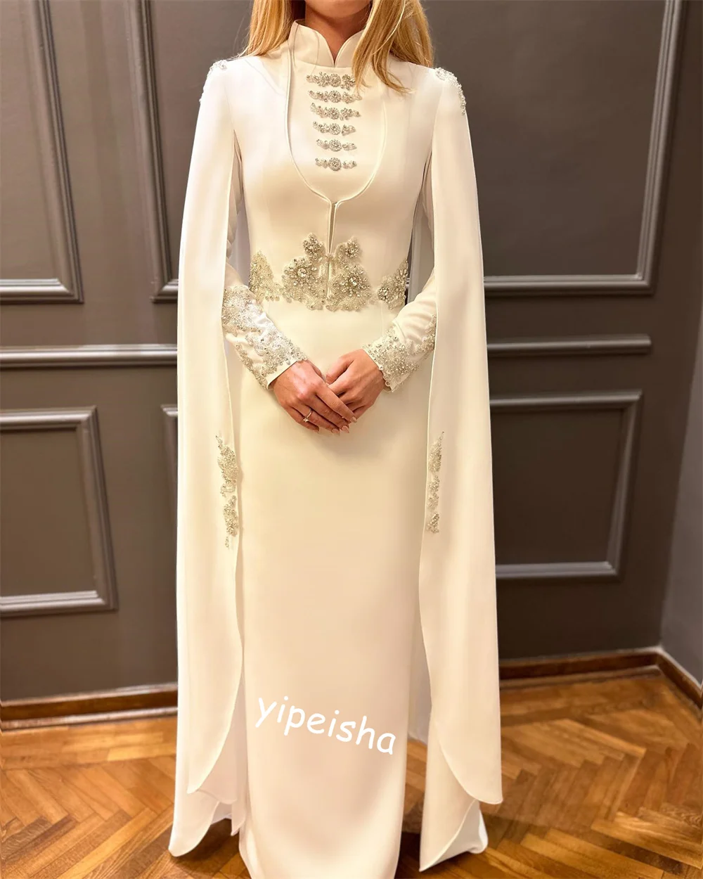 Customized Jiayigong High Quality  S Beading Engagement A-line  Collar Bespoke Occasion Gown Long Dresses