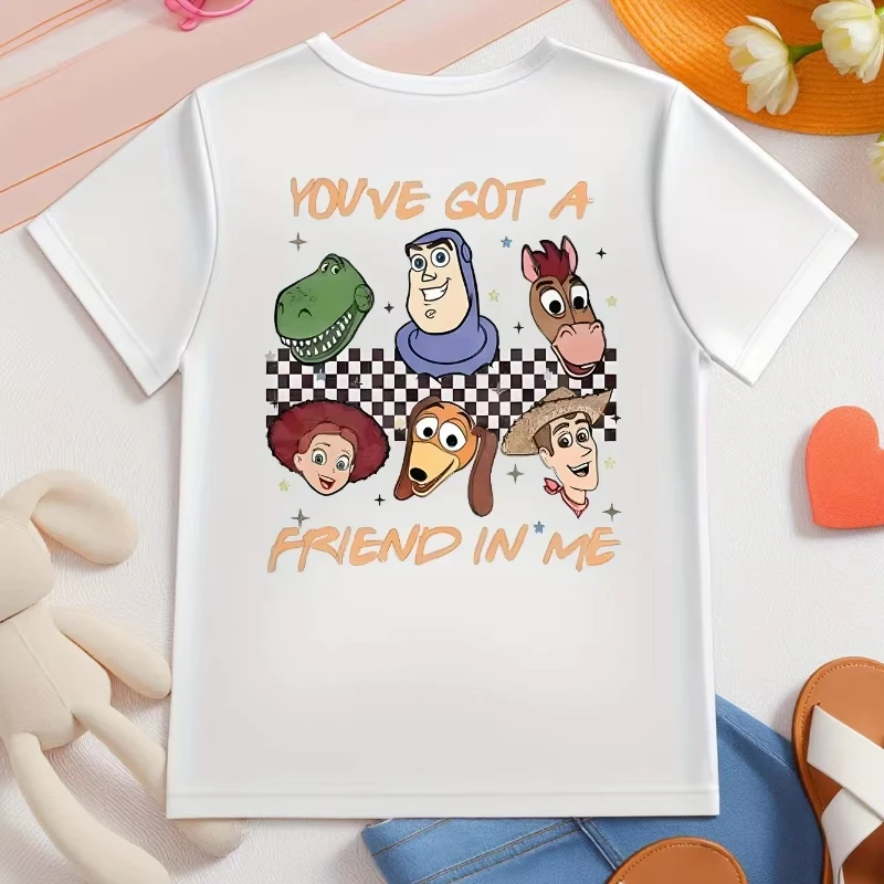 

Disney Boys Girls Toy Story Bath Summer T-Shirt Family Parent-Child Wear Casual Loose Oversized Comfortable Short Sleeve Y2k