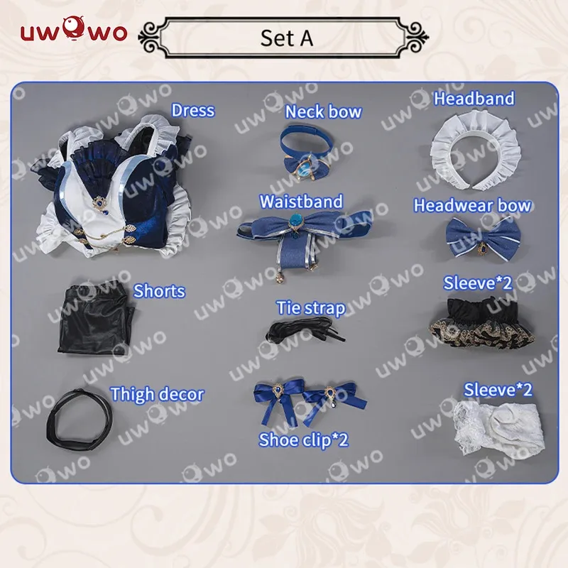 EN STOCK UWOWO Genshin Impact Fanart Furina Focalors Hydro Archon Maid Cosplay disfraz