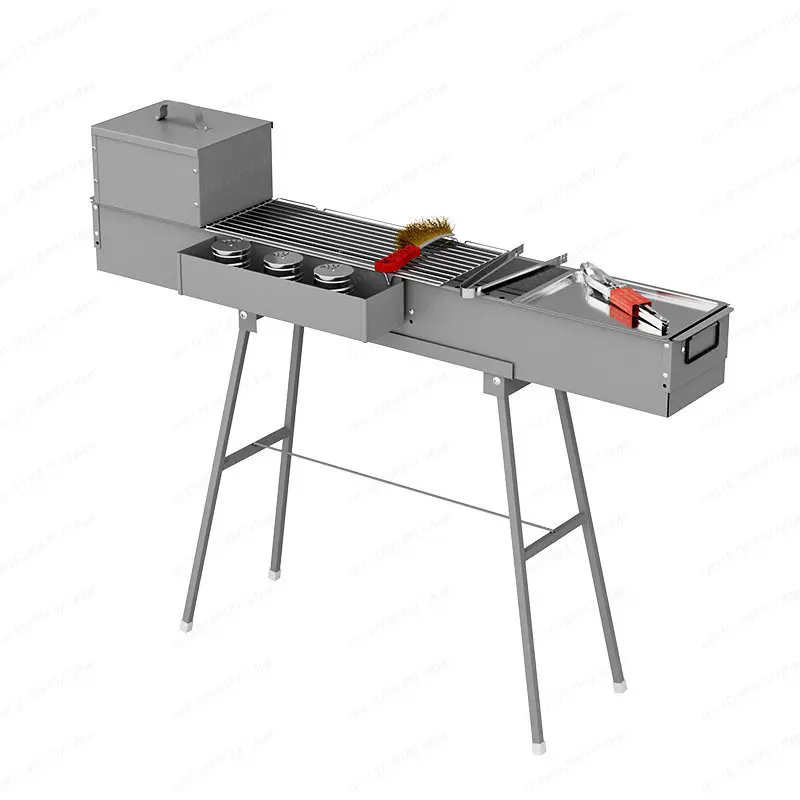 One meter two furnace set Commercial stall BBQ grilled supper stall outdoor large charcoal barbecue stove thickened