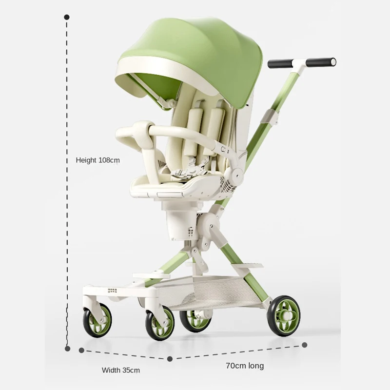 High View Portable Baby Strollers Child Lightweight Foldable Two-way Baby Portable Travel Stroller With 360°Swivel Seat