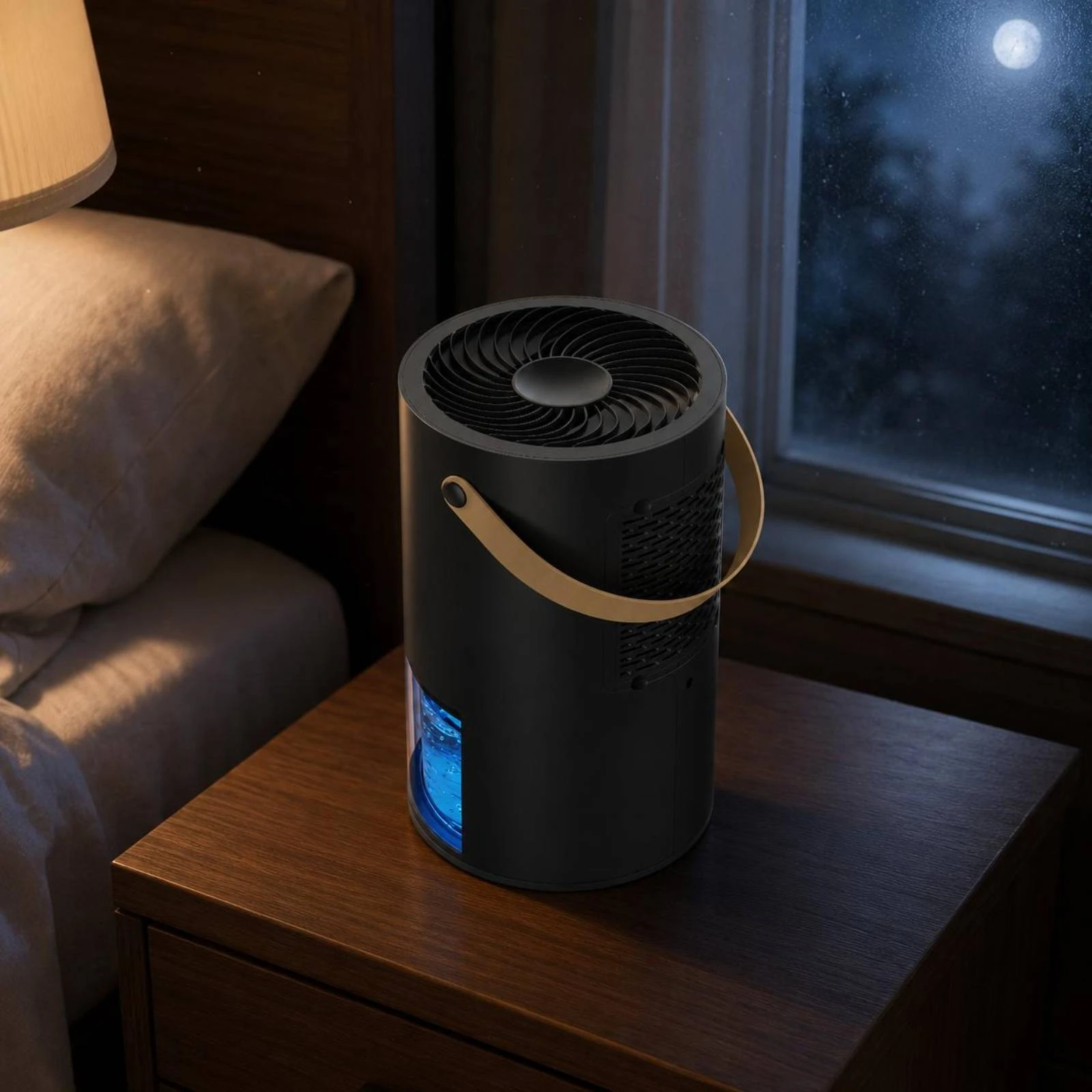 Portable Dehumidifier Transparent Reservoir Cylindrical Dehumidifier Moisture Remover Compact Upright Air Care Device Matte
