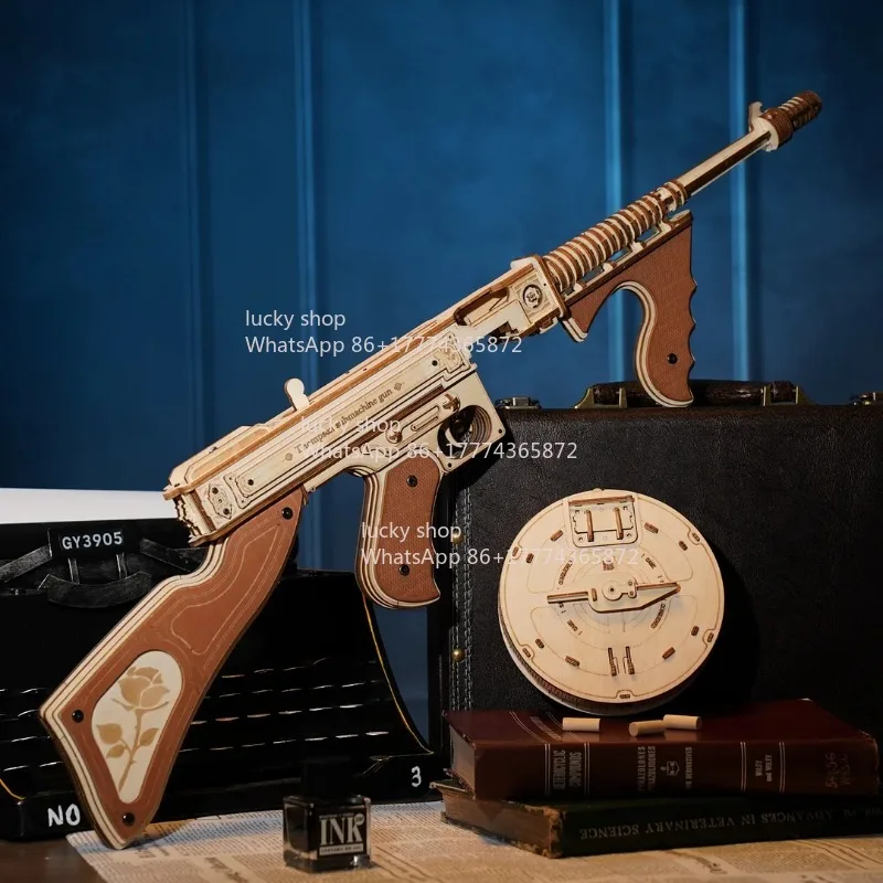 

Thomson Submachine Gun Model - with Wooden Gears and Connecting Rods Inside To Simulate Loading and Firing Actions