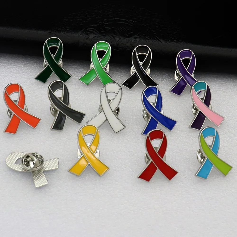 20/40 Pcs Multicolor Awareness Ribbon Enamel Lapel Pin Metal Brooch Badge Charity Support Event Gift Jacket Accessory Souvenir