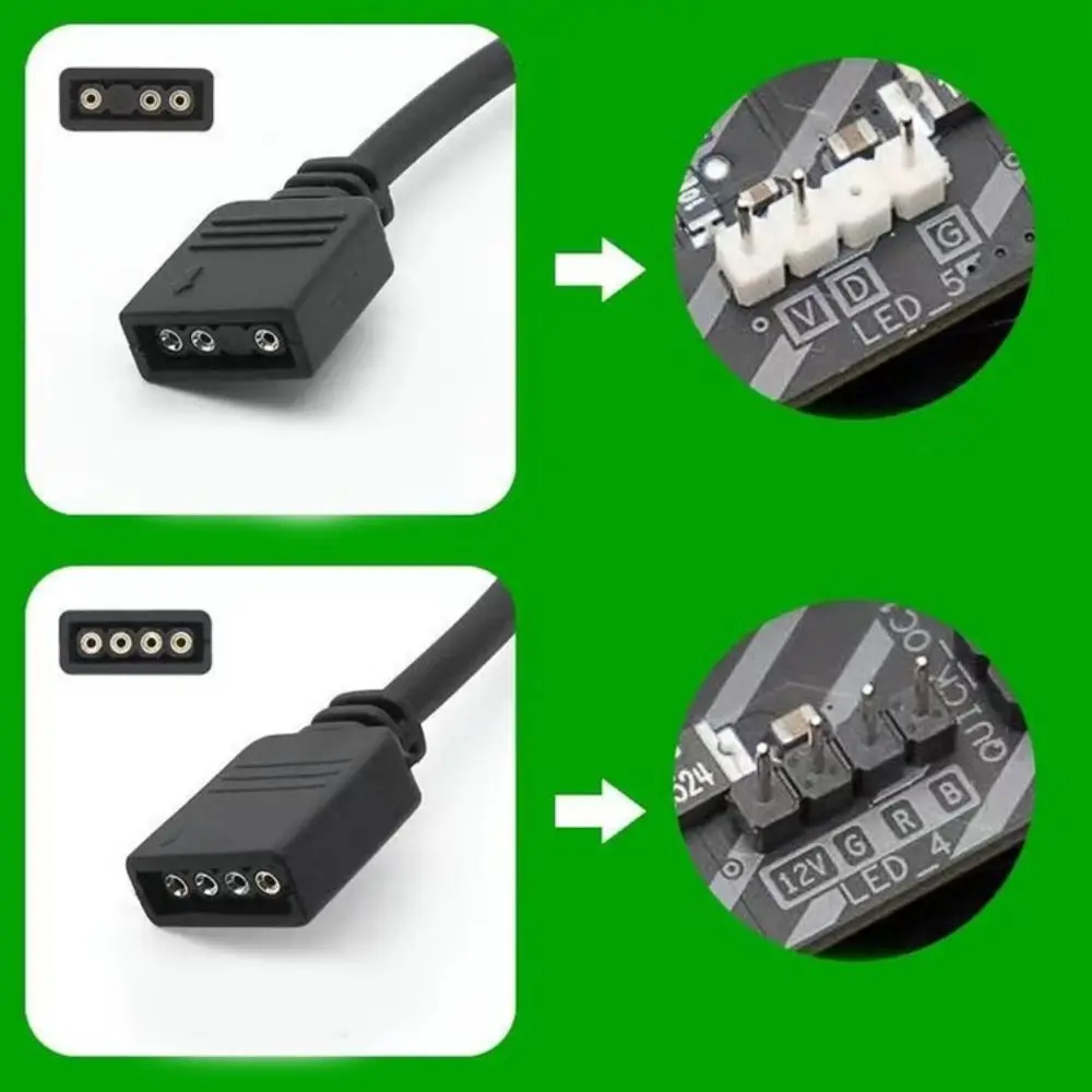 12V/5V ARGB Extension Cable 3Pin Universal RGB Splitter Cord Female to Female Computer Case Fans Adapter DIY Lighting
