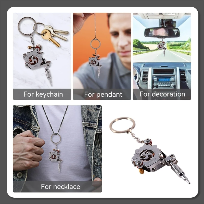 Small Tattooing Machine Keychain Portable Model Pendant Tattooing Series Bag Pendant Present for Tattooing Enthusiasts