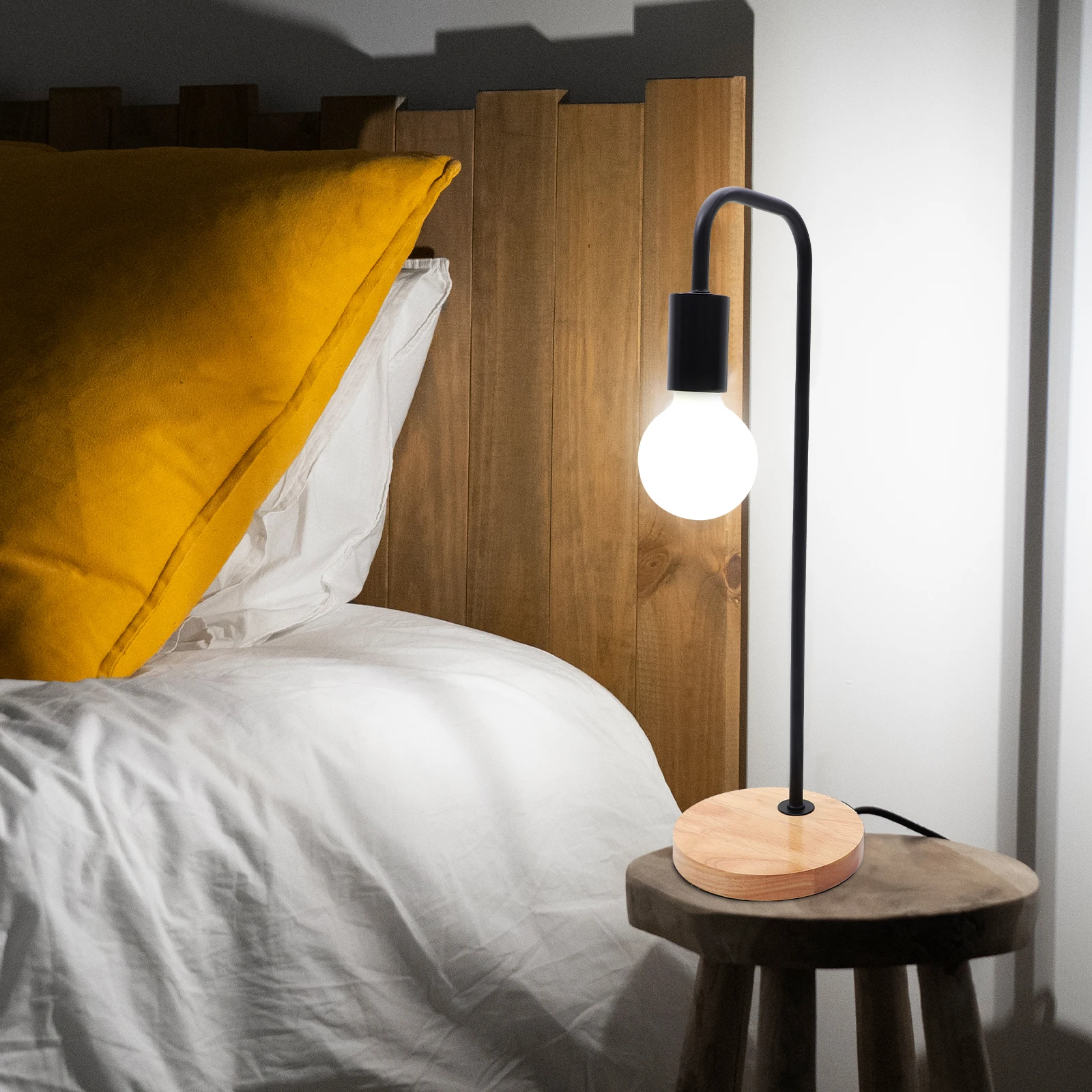 

1 set Adjustable Table Lamp Vintage Wood Nightstand Lamp For Bedroom Living Room Aesthetic Decorative Light (Us Plug)