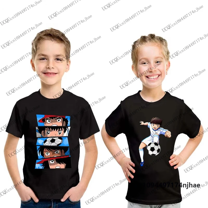 Hot Sale Anime Captain Tsubasa Le Petit Football Print Cotton Children's T-shirt Summer Boys Girls Clothes Casual Kids/Adult Top