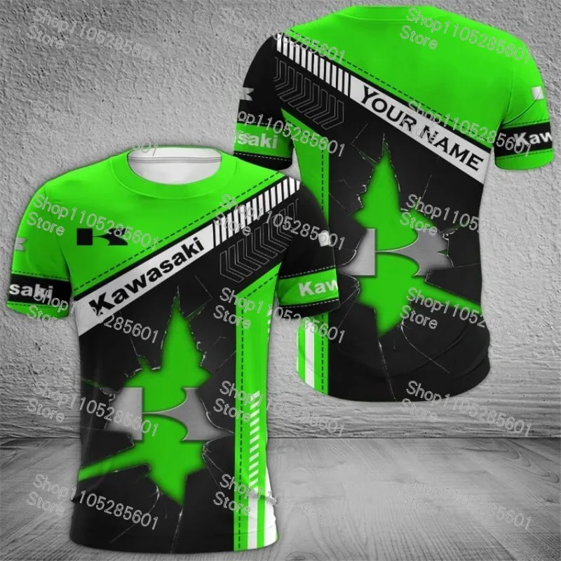 Kawasaki Themed Casual Short-Sleeve T-Shirt Trendy Print Top for Motorcycle Enthusiasts Daily & Riding Use view 6
