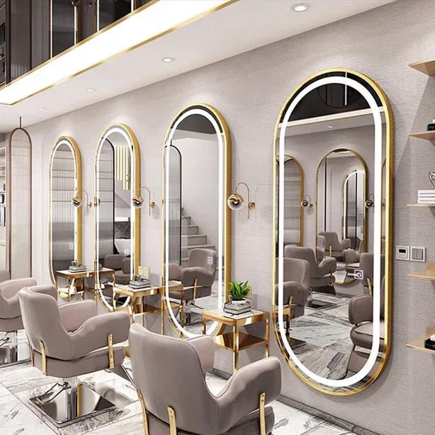 hairdressing mirror with light wall mounted hair salon LED mirror Barber shop mirror wall mounted