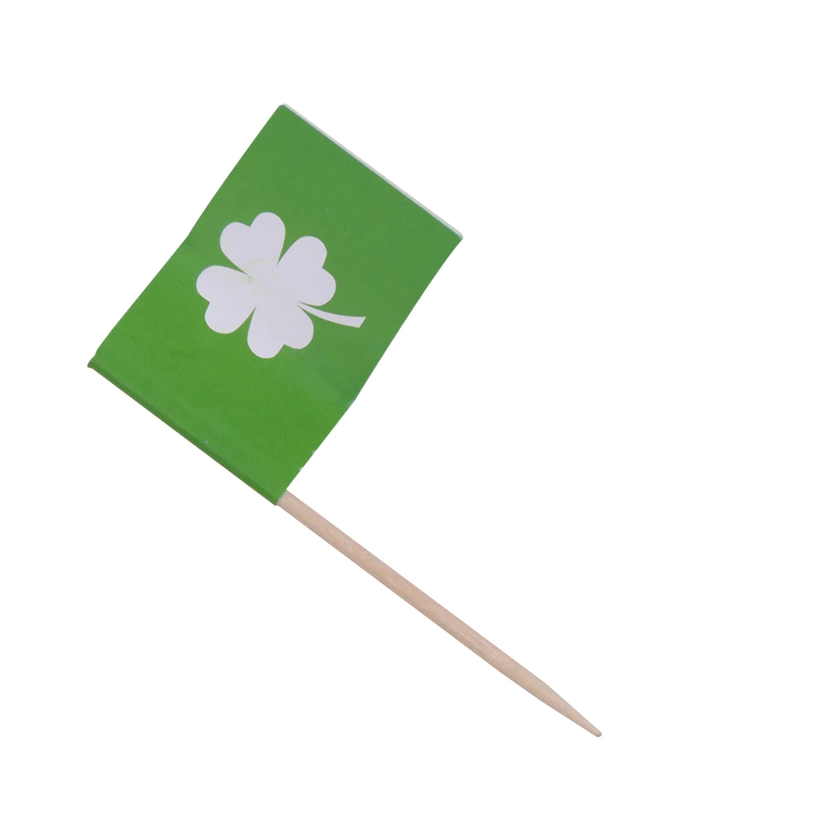 

Fancy Clover Toothpick Flag Toothpicks Shamrock Cake Toppers Round Green Wooden