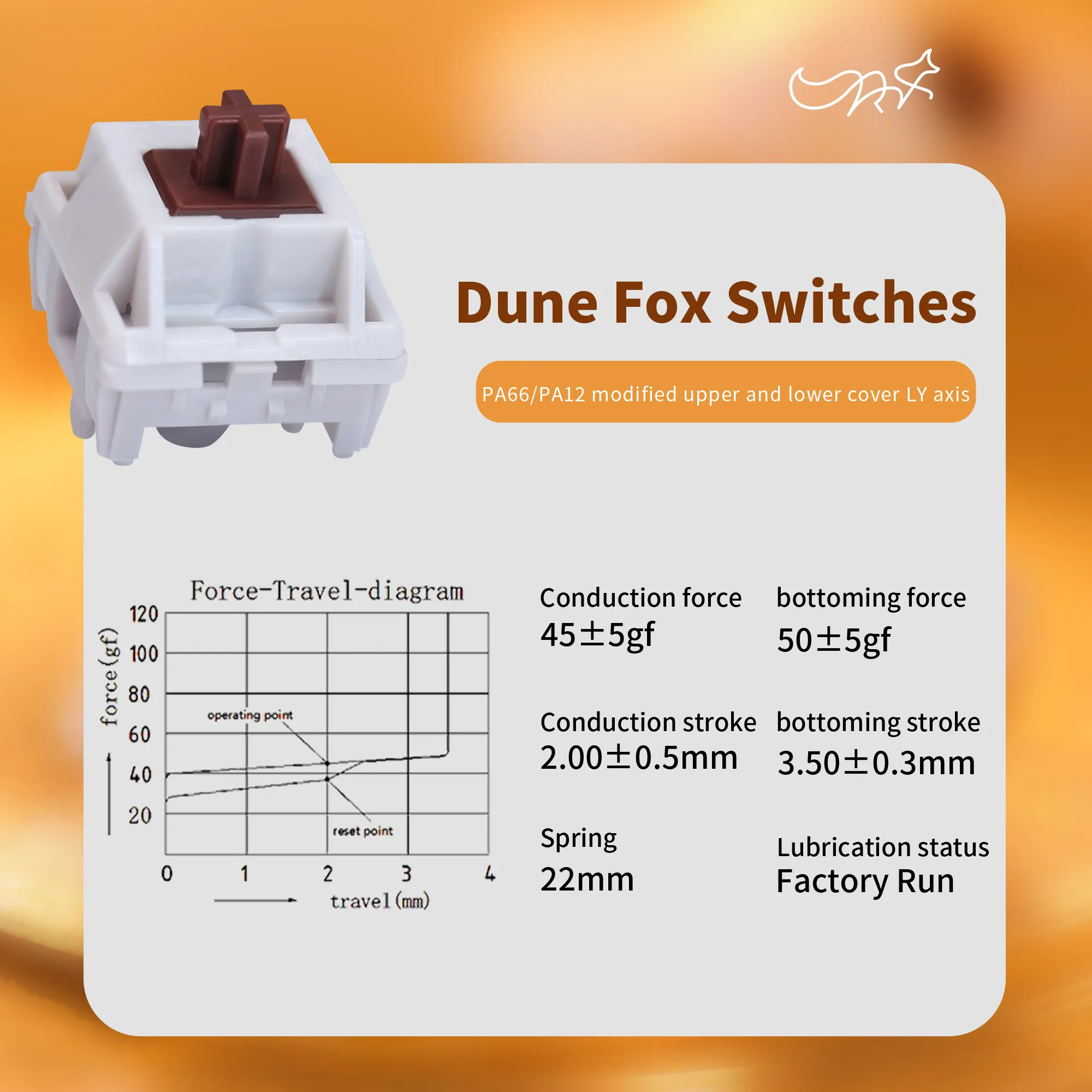 

CHOSFOX Sand Fox Linear Lubed Switch 5Pin Pre Lubed Hot Swap Linear Muffled Sound Switch Mechanical Keyboard PA66/PA12 LY Axle