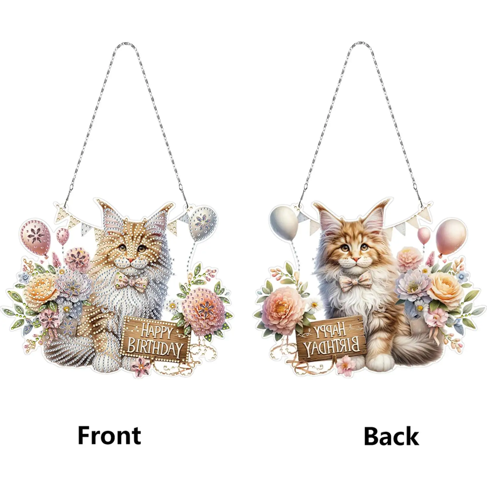 

2D Flat DIY Diamond Art Pendant Window Hanging Art for Home Decor (Happy Cat)