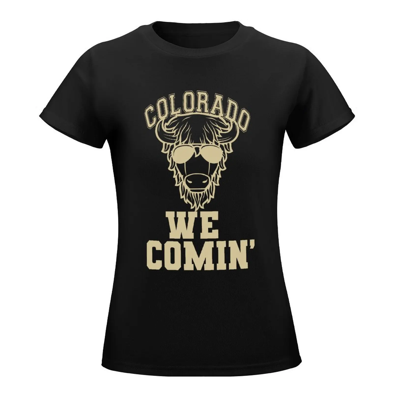 Colorado We Comin Football T-Shirt aesthetic clothes anime plain t shirts for Women