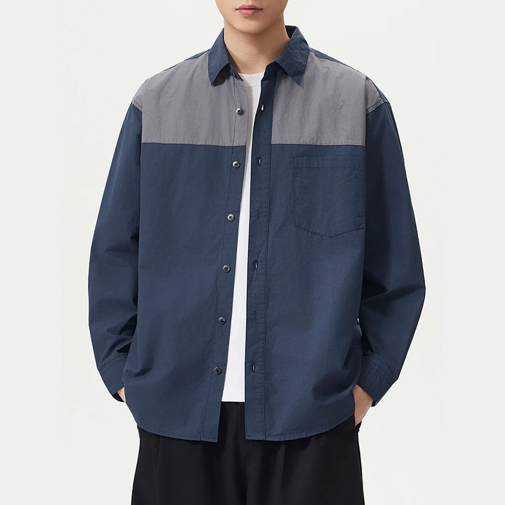 

Cotton Linen Shirts Men Splice Fashion Loose Casual Long Sleeve Commute Shirts Male Cityboy Oversize Plus Size Shirt Blouses