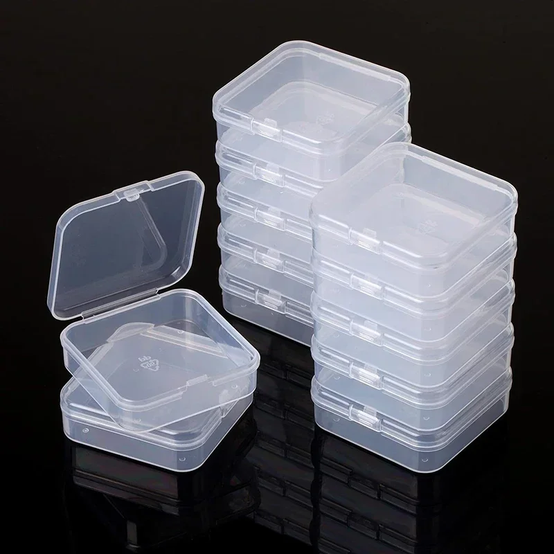 60/6PCS Mini Plastic Storage Box Transparent Jewelry Storage Box Container Portable Earring Ring Earplugs Packaging Storage Case