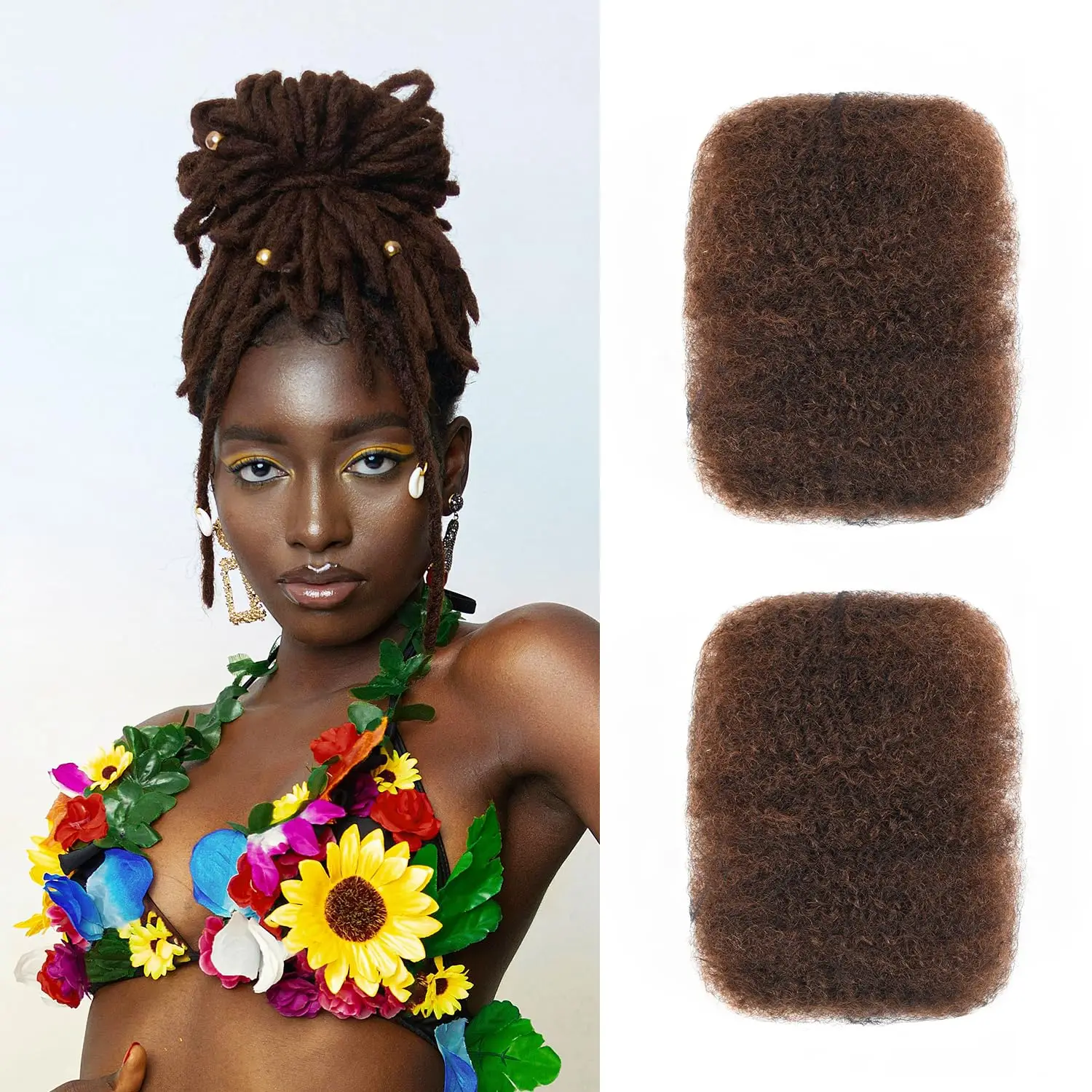 Afro Kinky Remy Hair 1 Bundle 50g/pc Afro Kinky Remy Hair - Natural Color Braids Hair No Weft for Braiding Synthetic Hair