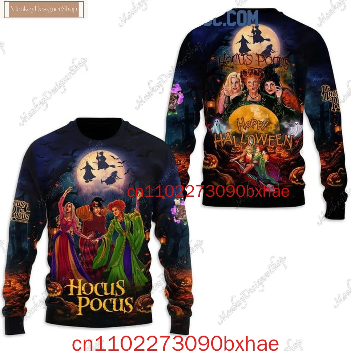 Disney Hocus Pocus suéter feo de Navidad hermanas Sanderson suéter de vacaciones estampado 3D suéter de Disneyland fiesta de Navidad