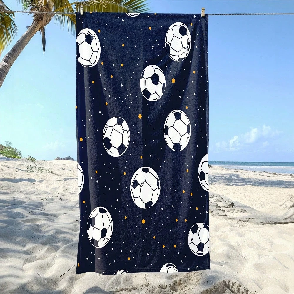 1pc Soccer Pattern Beach Towel Microfiber Ultra Absorbent Lightweight Quick Dry Towel for Beach Travel Camping Summer Gift