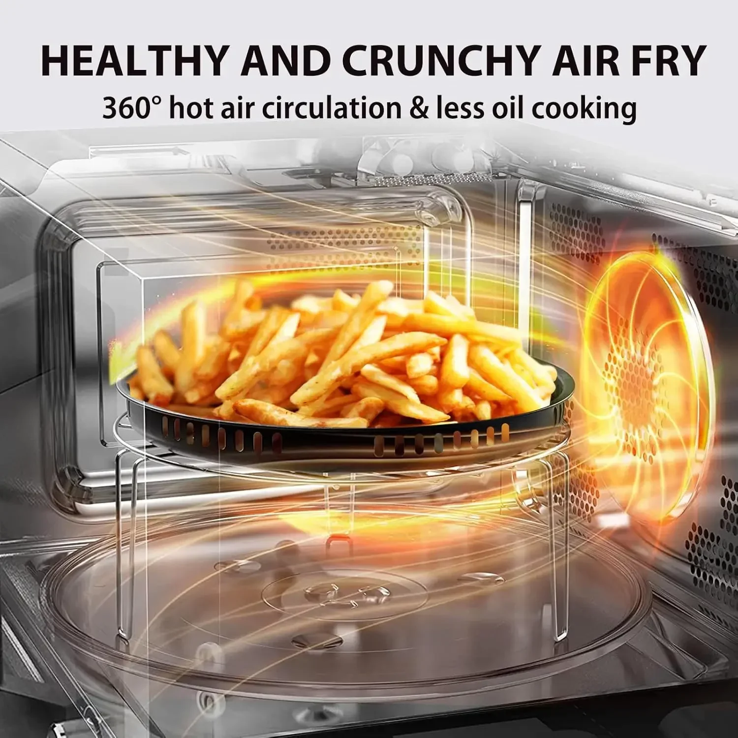 Inverter Microwave Air Fryer Combo, Convection Broil Defrost with 11.3'' Turntable, 27 Auto Menu and 47 Recipes