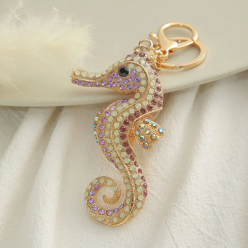 Seahorse Keychain Lovely Cartoon Marine Animal Keyring Handbag Car Key Chain Jewelry Pendant Accessory Friend Gift Dropshipping