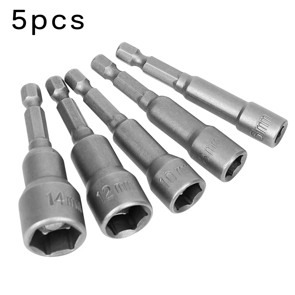 5PCS zeskantige magnetische socketadapter, 614 mm lengte, houdt de boor veilig vast, snellere installaties en eenvoudige bediening