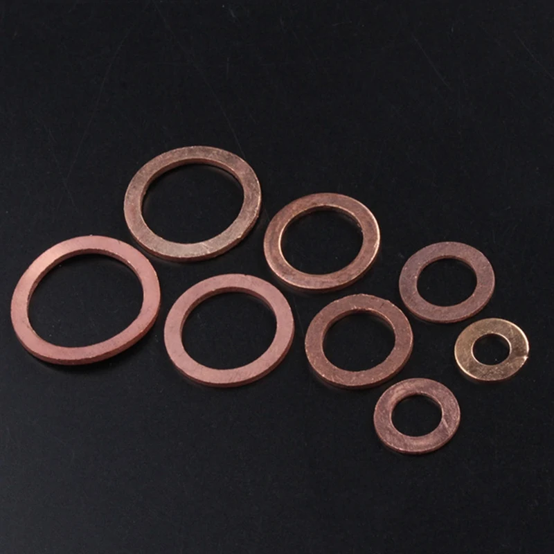 200Pcs Copper Washer Gasket Nut Bolt Set Flat Sealing O Ring Solid Gasket Assortment Kit Car Engine Oil Gasket Plug